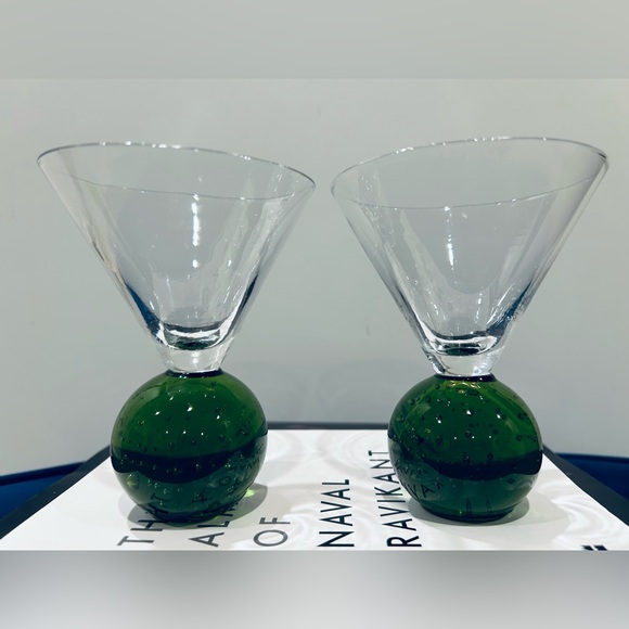🛑SOLD🛑Vtg Regency Mid-Century Martini Glass With Bubble Ball Base Set of 2 - Picture 3 of 3